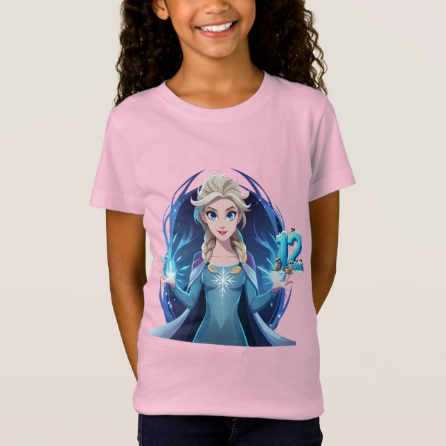 T-Shirt Fille Anniversaire À 12 Ans (Devant)
