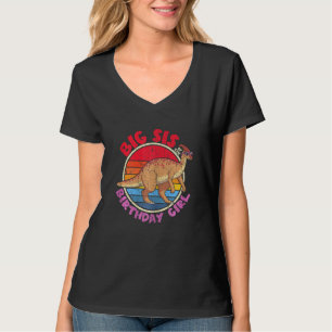 T-shirt Fille Anniversaire I Big Sis I Parasaurolophus I F