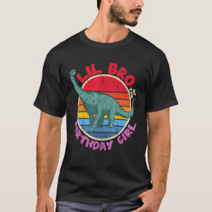 T-shirt Fille Anniversaire I Lil Bro I Brachiosaurus I Fam