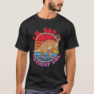 T-shirt Fille Anniversaire I Lil Bro I Parasaurolophus I F