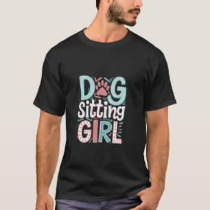 T-shirt Fille assise avec chien entraîneuse animale profes