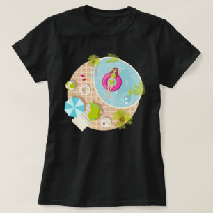 T-shirt Fille au bord de la piscine en bikini plage d'été