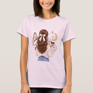 T-shirt Fille au café confortable Papillon