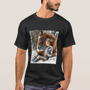 T-shirt Fille au Cheval de Jardin Fantastique