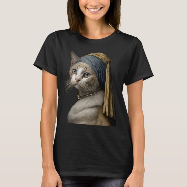 T-shirt Fille au collier de perles  Chat (Devant)