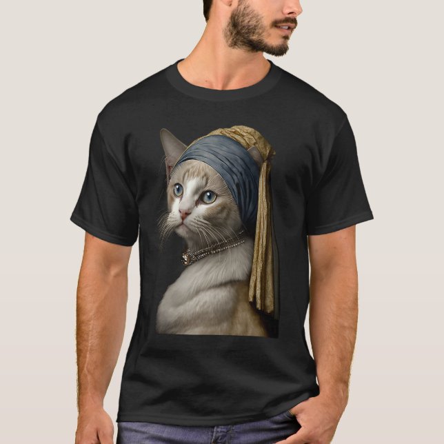 T-shirt Fille au collier de perles  Chat (Devant)