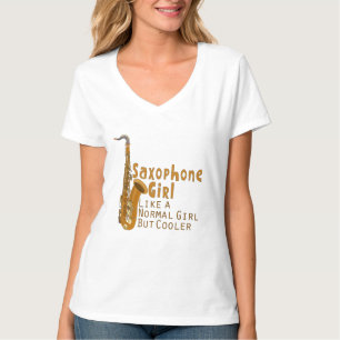 T-shirt Fille au saxophone comme une fille normale mais pl