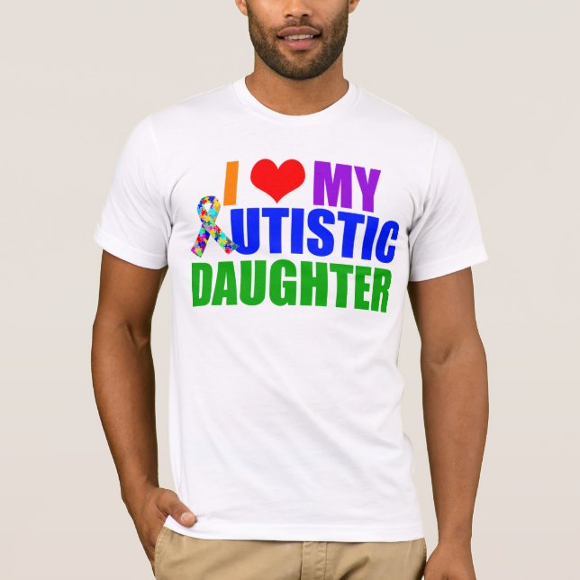 T-shirt Fille autistique Fier Autisme Papa (Devant)