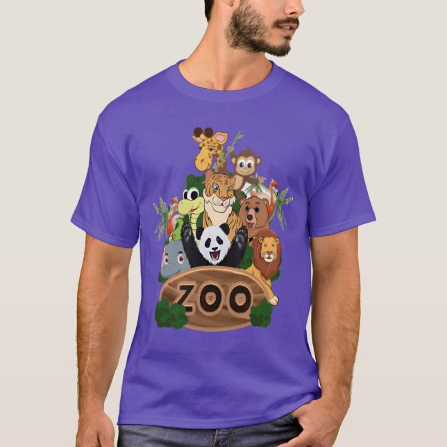 T-shirt Fille aux animaux de zoo (Devant)