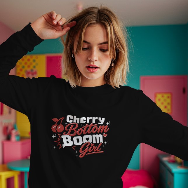 T-shirt Fille aux cerises en bas – Cerise Rétro (Créateur téléchargé)