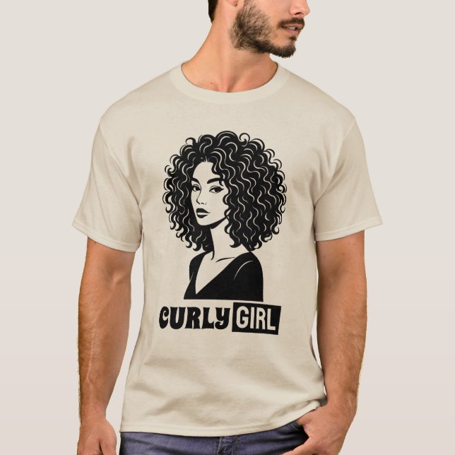 T-shirt Fille aux Cheveux Bouclés (Devant)