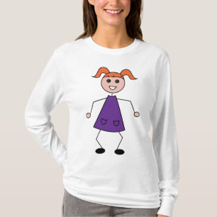T-shirt Fille aux cheveux roux en figure bâton dans une ro
