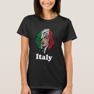 T-shirt Fille aux dreadlocks drapeau Italie Fierté italien