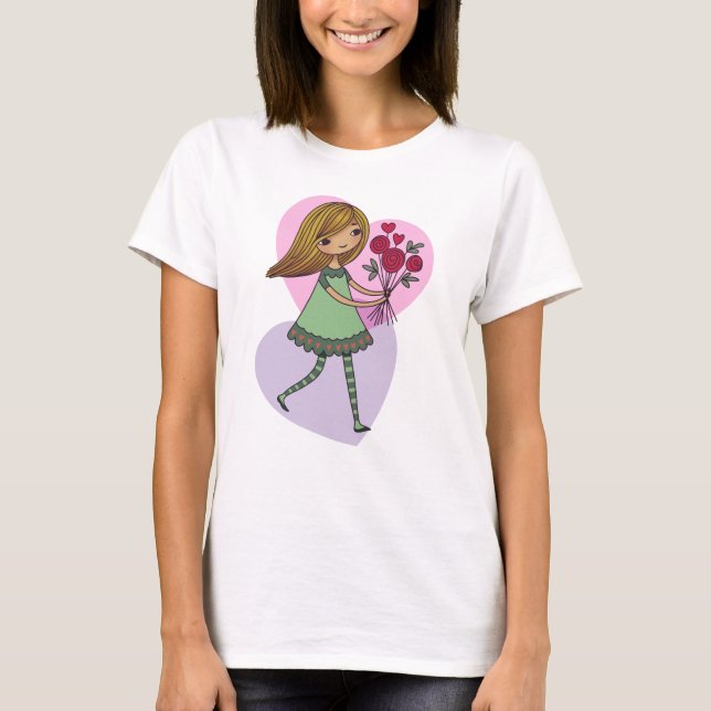 T-shirt Fille aux fleurs (Devant)