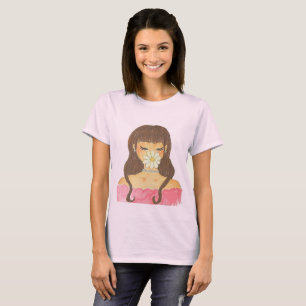 T-shirt Fille aux marguerites robe rose