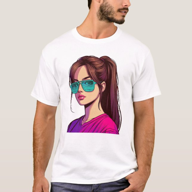 T-shirt Fille aux teintes sarcelle Art (Devant)