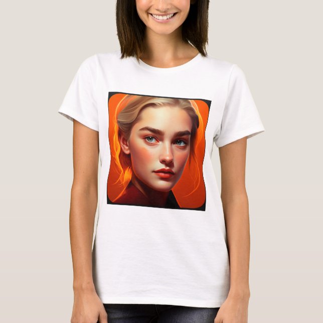 T-shirt Fille aux yeux bleus (Devant)