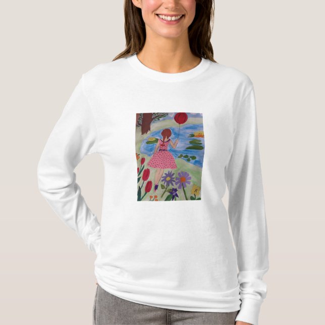 T-Shirt Fille Avec Balloon Rouge (Devant)