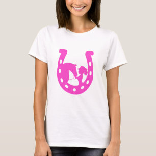 T-shirt Fille avec cheval et Casquette occidental Hot rose