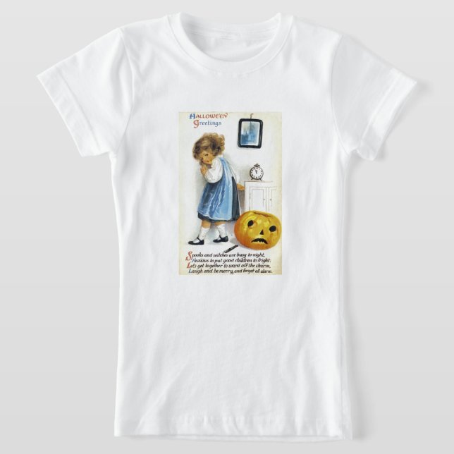 T-Shirt Fille avec citrouille Jack o' Lantern (Poser)