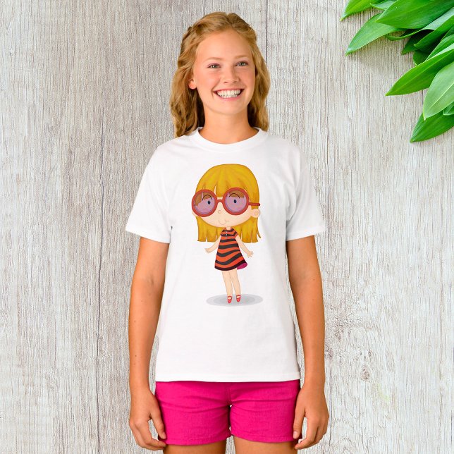 T-shirt Fille Avec De Grandes Lunettes (Créateur téléchargé)