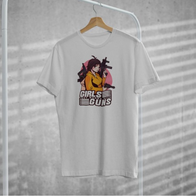T-shirt Fille avec des armes à feu Anime (Créateur téléchargé)