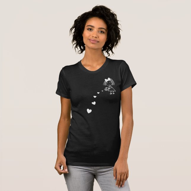 T-shirt Fille avec des coeurs (Devant entier)