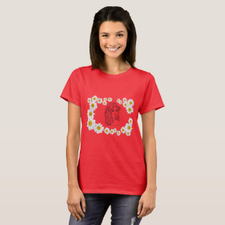 T-shirt Fille avec des fleurs de marguerite autour, joli T