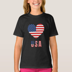 T-shirt fille avec drapeau américain Design de coe