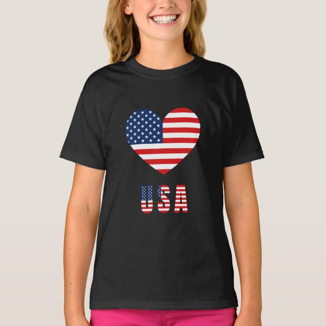 T-shirt fille avec drapeau américain Design de coe (Devant)