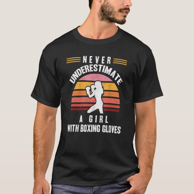 T-shirt Fille avec gants de boxe Femme kickboxeuse Kickbox (Devant)