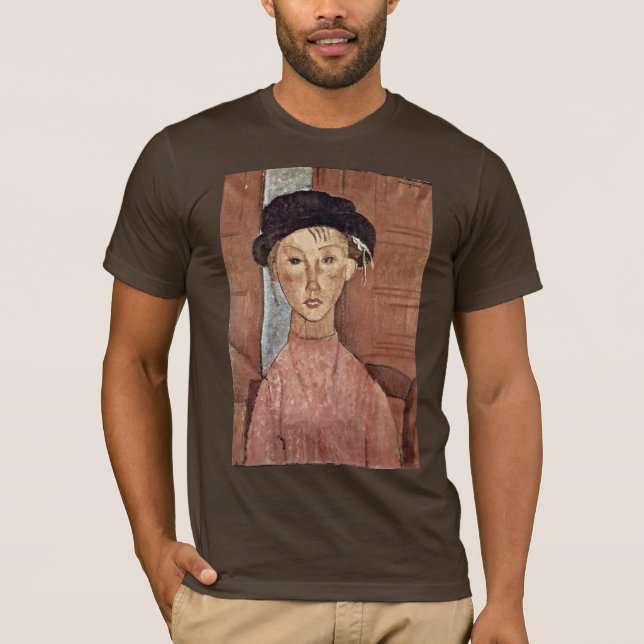 T-shirt Fille avec le casquette par Modigliani Amedeo (Devant)