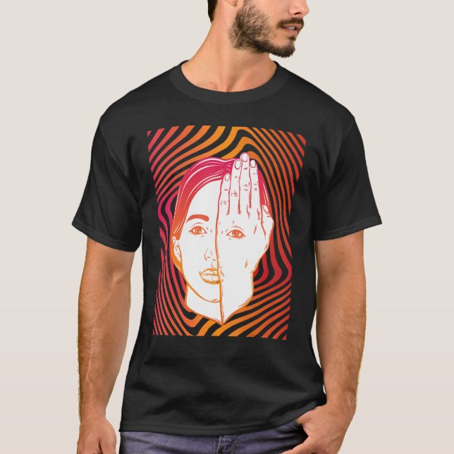 T-shirt Fille Avec L'Oeil Sur La Main Psychedélique Hypnot (Devant)