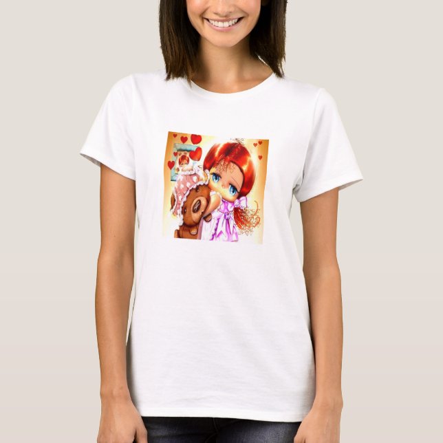 T-shirt Fille Avec Ours En Teddy (Devant)