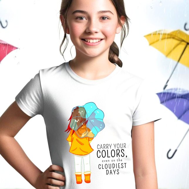 T-shirt Fille avec parapluie dans le dessin éolien (Créateur téléchargé)