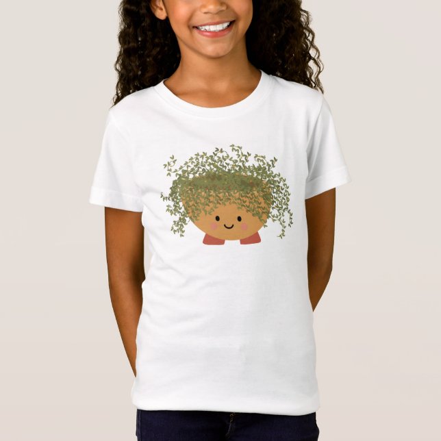T-shirt Fille avec Personnage de Pot de Plante Mig (Devant)