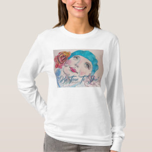 T-shirt Fille Avec Rose Rouge Beret Soyez Vrai Avec Vous T
