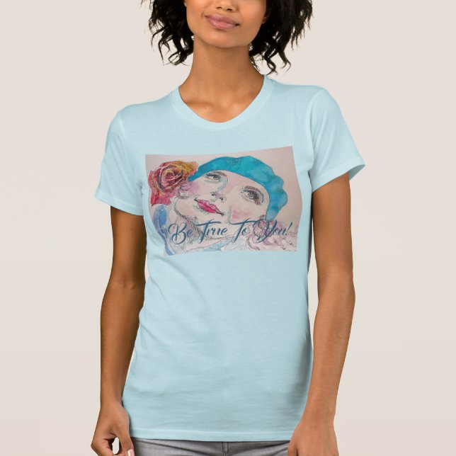 T-shirt Fille Avec Rose Rouge Beret Soyez Vrai Avec Vous T (Devant)