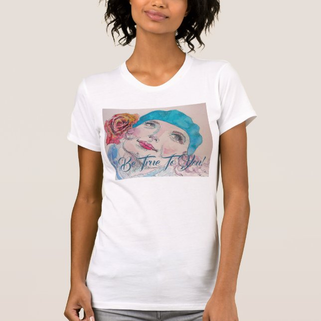T-shirt Fille Avec Rose Rouge Beret Soyez Vrai Avec Vous T (Devant)
