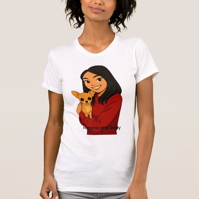 T-shirt Fille avec son chien (Devant)