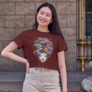 T-shirt fille avec tête de fleur