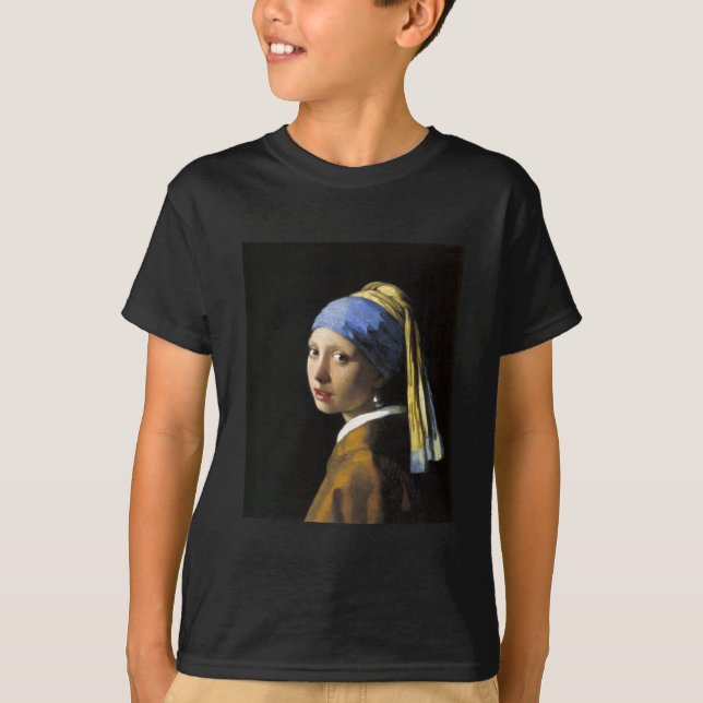 T-shirt Fille avec une boucle d'oreille de perle (Devant)