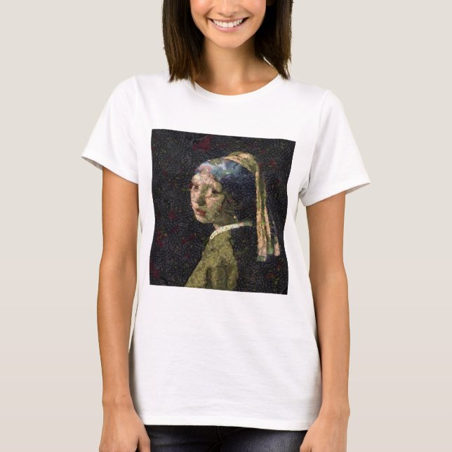 T-shirt Fille Avec Une Fraise Élevant Beau Art Spoof (Devant)