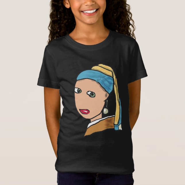 T-Shirt Fille Avec Une Perle À Porter (Devant)