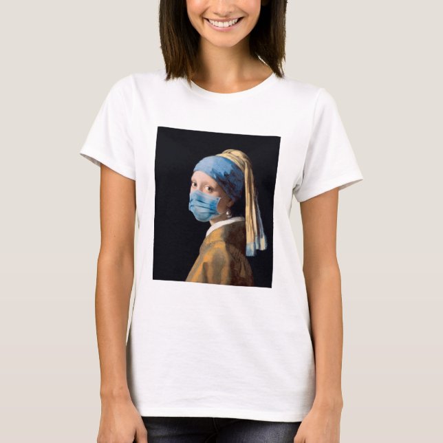 T-shirt Fille avec une perle oreille avec masque (Devant)
