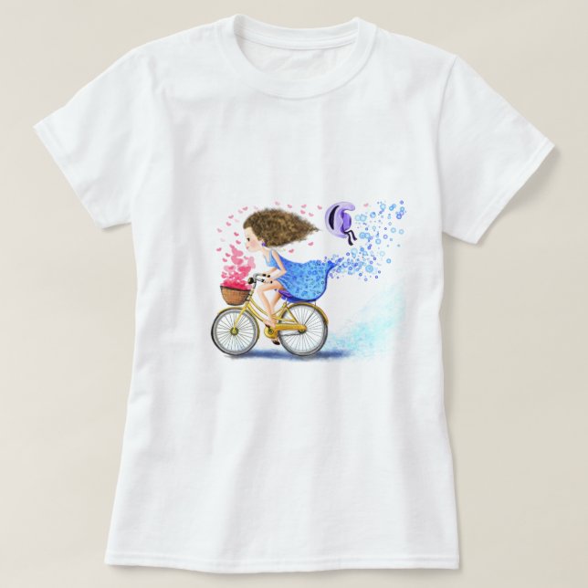T-shirt fille avec vélo (Design devant)