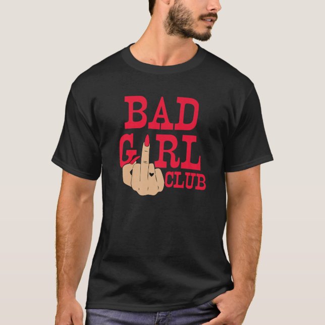 T-shirt Fille Bad Club Funny Moyen Doigt Coeur Tatouage Wo (Devant)