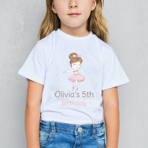 T-Shirt Fille Ballerine Rose Coquette Fête d'anniversaire