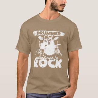 T-shirt Fille batteur qui aime la famille de musique rock
