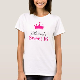 T-shirt Fille Blanche Chaud Rose Douceur 16 Princesse Nom 